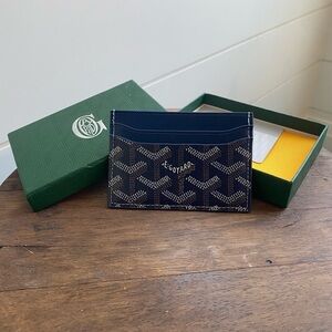 Goyard Navy and Tan Card Holder